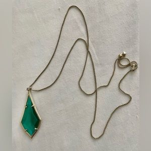 Kendra Scott retired design gold plated green gemstone necklace